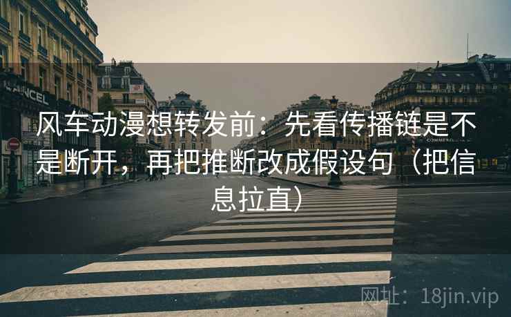 风车动漫想转发前：先看传播链是不是断开，再把推断改成假设句（把信息拉直）