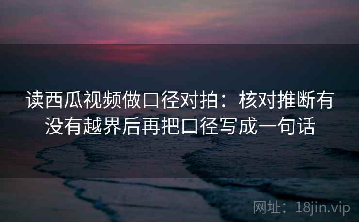 读西瓜视频做口径对拍:核对推断有没有越界后再把口径写成一句话
